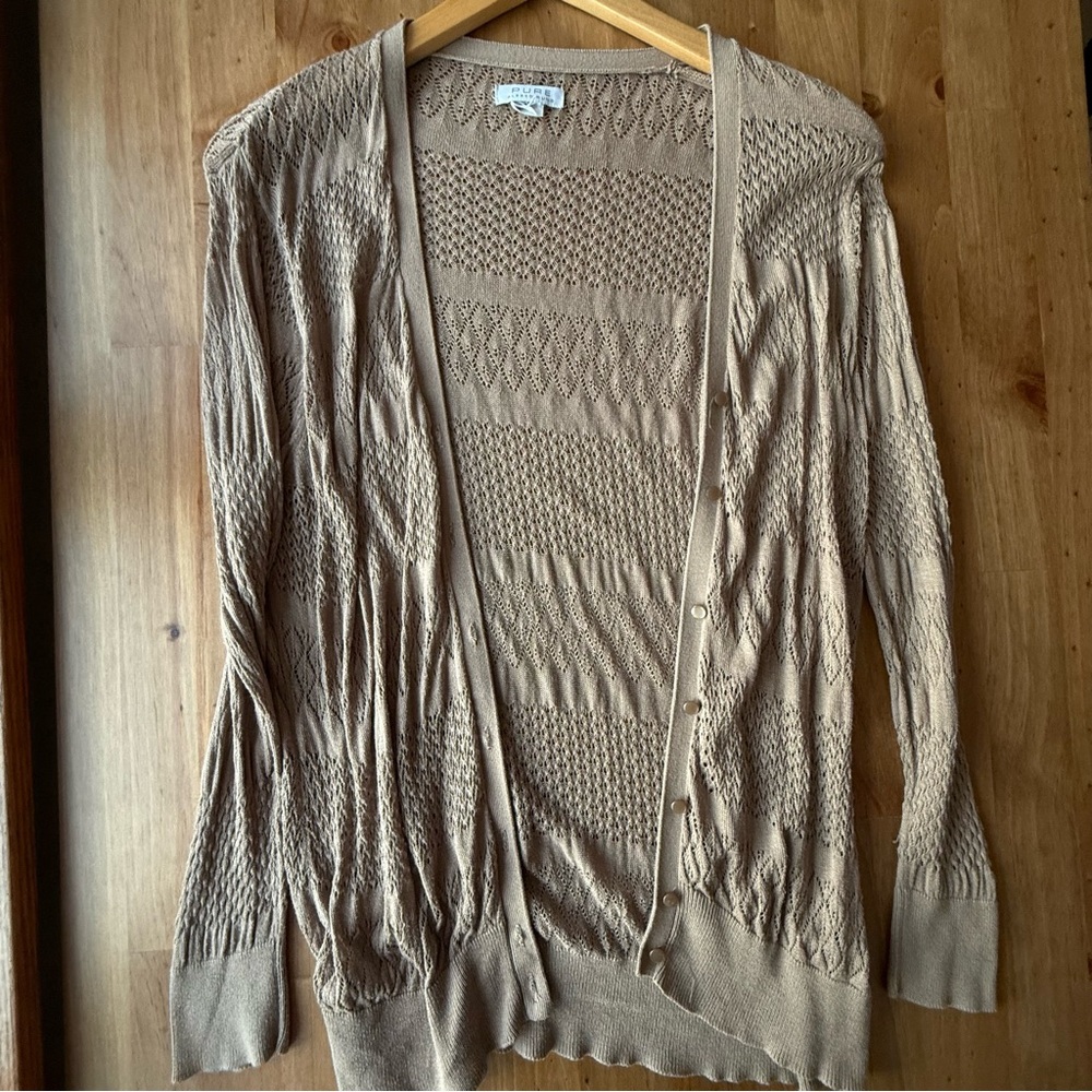 Beige Alfred Sung Open Knit Cardigan